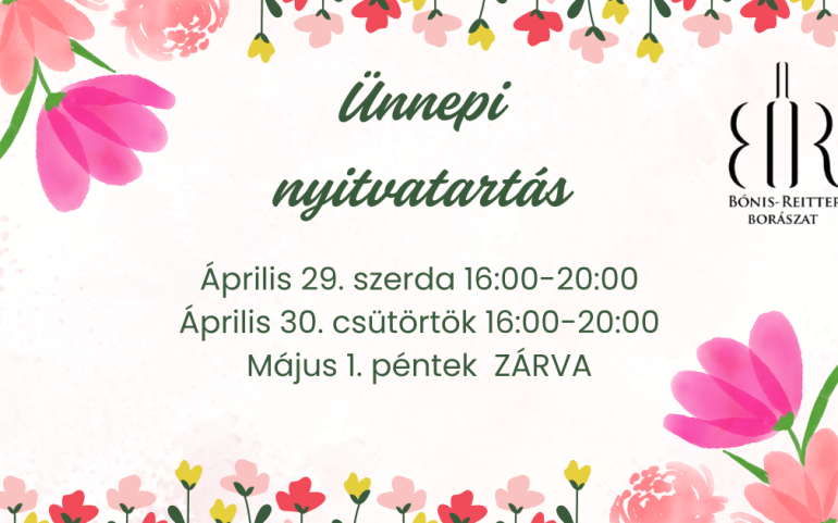 Ünnepi nyitvatartásunk